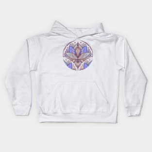 Art Deco Lotus Rising 2 - sage grey & purple pattern Kids Hoodie